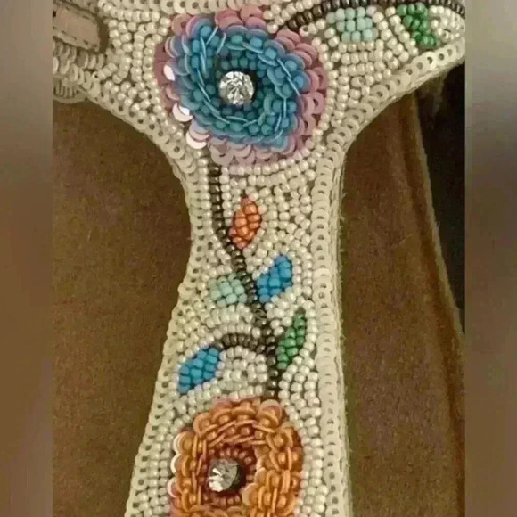 Band of The Free Pandora Thong Sandals Womens Sz 7 Beaded Wedge Slip On NWOT - Picture 5 of 8